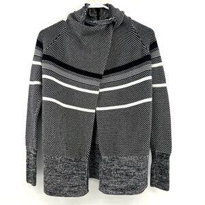 Ivivva Lululemon Girls Feeling Toasty Black White Textured Wrap Sweater Size 12